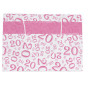 Happy 20th Birthday Number Pattern Pink and White Groot Cadeauzakje (Achterkant)
