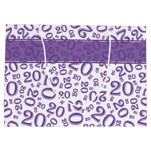 Happy 20th Birthday Paars Random Number Pattern Groot Cadeauzakje (Achterkant)
