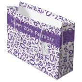 Happy 20th Birthday Paars Random Number Pattern Groot Cadeauzakje (Voorkant Gekanteld)