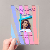 Happy 20th Birthday rainbow rustic boho lines phot Acryl Uitnodigingen (Insitu (Draagbaar))