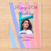 Happy 20th Birthday rainbow rustic boho lines phot Acryl Uitnodigingen (Voorkant)