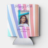 Happy 20th Birthday rainbow rustic boho lines phot Blikjeskoeler (Achterkant)