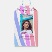 Happy 20th Birthday rainbow rustic boho lines phot Cadeaulabel (Voorkant)