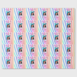 Happy 20th Birthday rainbow rustic boho lines phot Cadeaupapier