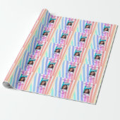 Happy 20th Birthday rainbow rustic boho lines phot Cadeaupapier (Uitgerold)