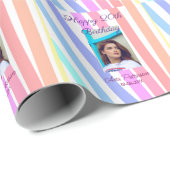 Happy 20th Birthday rainbow rustic boho lines phot Cadeaupapier (Rol Hoek)