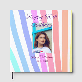 Happy 20th Birthday rainbow rustic boho lines phot Gastenboek