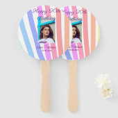 Happy 20th Birthday rainbow rustic boho lines phot Handwaaier (Voorkant en achterkant)