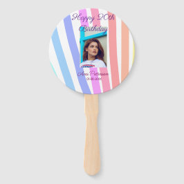 Happy 20th Birthday rainbow rustic boho lines phot Handwaaier