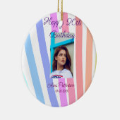 Happy 20th Birthday rainbow rustic boho lines phot Keramisch Ornament (Rechts)