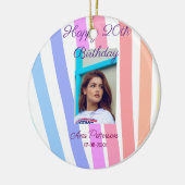 Happy 20th Birthday rainbow rustic boho lines phot Keramisch Ornament (Links)