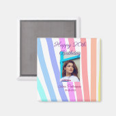 Happy 20th Birthday rainbow rustic boho lines phot Magneet (Voorkant / Achterkant)