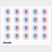 Happy 20th Birthday rainbow rustic boho lines phot Ronde Sticker (Vel)