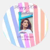 Happy 20th Birthday rainbow rustic boho lines phot Ronde Sticker (Voorkant)