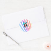 Happy 20th Birthday rainbow rustic boho lines phot Ronde Sticker (Envelop)