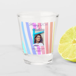 Happy 20th Birthday rainbow rustic boho lines phot Shot Glas