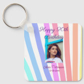 Happy 20th Birthday rainbow rustic boho lines phot Sleutelhanger (Voorkant)