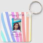 Happy 20th Birthday rainbow rustic boho lines phot Sleutelhanger (Achterkant)