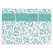 Happy 20th Birthday Random Number Pattern Blauwgro Groot Cadeauzakje (Achterkant)