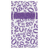 Happy 20th Birthday Random Number Pattern Paars Klein Cadeauzakje (Achterkant)