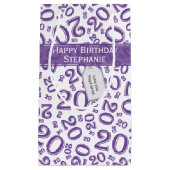 Happy 20th Birthday Random Number Pattern Paars Klein Cadeauzakje (Voorkant)