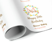 Happy 20th Birthday red add name monogram wreath Cadeaupapier (Rol Hoek)