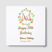 Happy 20th Birthday red add name monogram wreath Gastenboek (Achterkant)