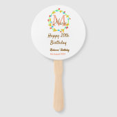 Happy 20th Birthday red add name monogram wreath Handwaaier (Achterkant)