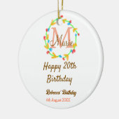 Happy 20th Birthday red add name monogram wreath Keramisch Ornament (Links)