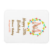 Happy 20th Birthday red add name monogram wreath Magneet (Horizontaal)
