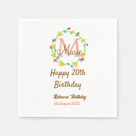 Happy 20th Birthday red add name monogram wreath Servet