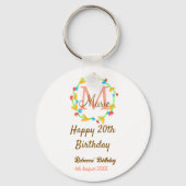Happy 20th Birthday red add name monogram wreath Sleutelhanger (Achterkant)