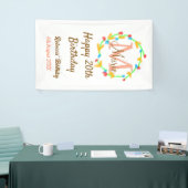 Happy 20th Birthday red add name monogram wreath Spandoek (Beurs)