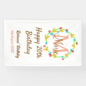 Happy 20th Birthday red add name monogram wreath Spandoek (Horizontaal)
