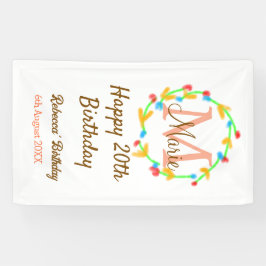 Happy 20th Birthday red add name monogram wreath Spandoek