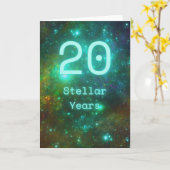 Happy 20th Birthday Universe Galaxy Wenskaart Kaart (Gele Bloem)