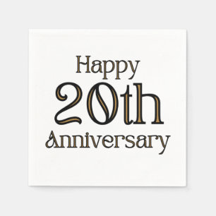 Happy 20th Jubileum 3 Ply Napkins Servet