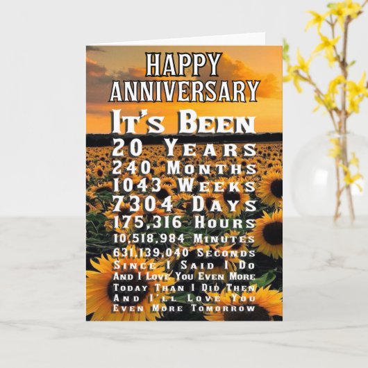 Happy 20th Jubileum Kaart (Gele Bloem)