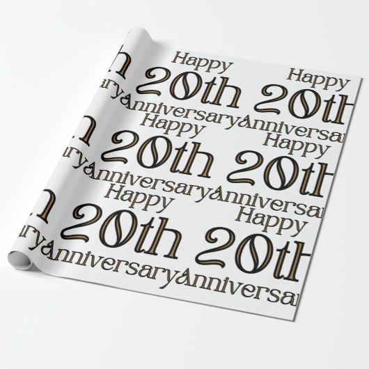 Happy 20th Jubileum-pakpapier Cadeaupapier (Uitgerold)