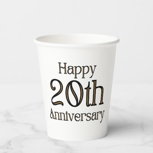 Happy 20th Jubileum Paper Cups Papieren Bekers (Achterkant)