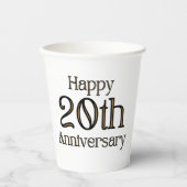 Happy 20th Jubileum Paper Cups Papieren Bekers (Voorkant)