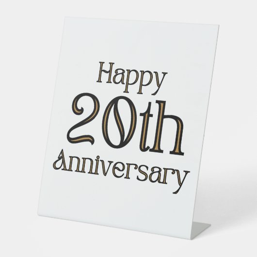 Happy 20th Jubileum Pedestal Sign Reclamebord Met Voetstuk (Voorkant)