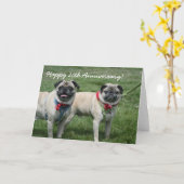 Happy 20th Jubileum Pugs wenskaart Kaart (Gele Bloem)