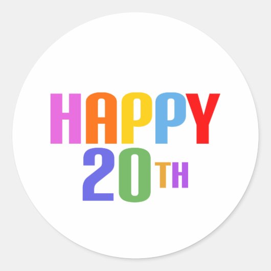 Happy 20th ronde sticker (Voorkant)