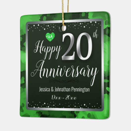 Happy 20th Wedding Jubileum - Aangepaste naam Keramisch Ornament (Links)