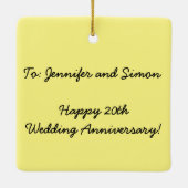 Happy 20th Wedding Jubileum Gepersonaliseerde naam Keramisch Ornament (Achterkant)
