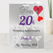 Happy 20th Wedding Jubileum Kaart voor vrouw (Voorkant)