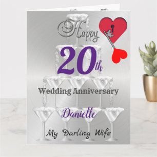 Happy 20th Wedding Jubileum Kaart voor vrouw