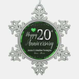 Happy 20th Wedding Jubileum Tin Sneeuwvlok Ornament