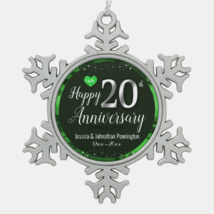 Happy 20th Wedding Jubileum Tin Sneeuwvlok Ornament